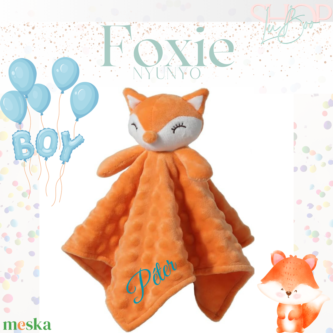 Foxie névre szóló róka nyúnyó (35 cm) - játék & sport - plüssállat & játékfigura - róka - Meska.hu