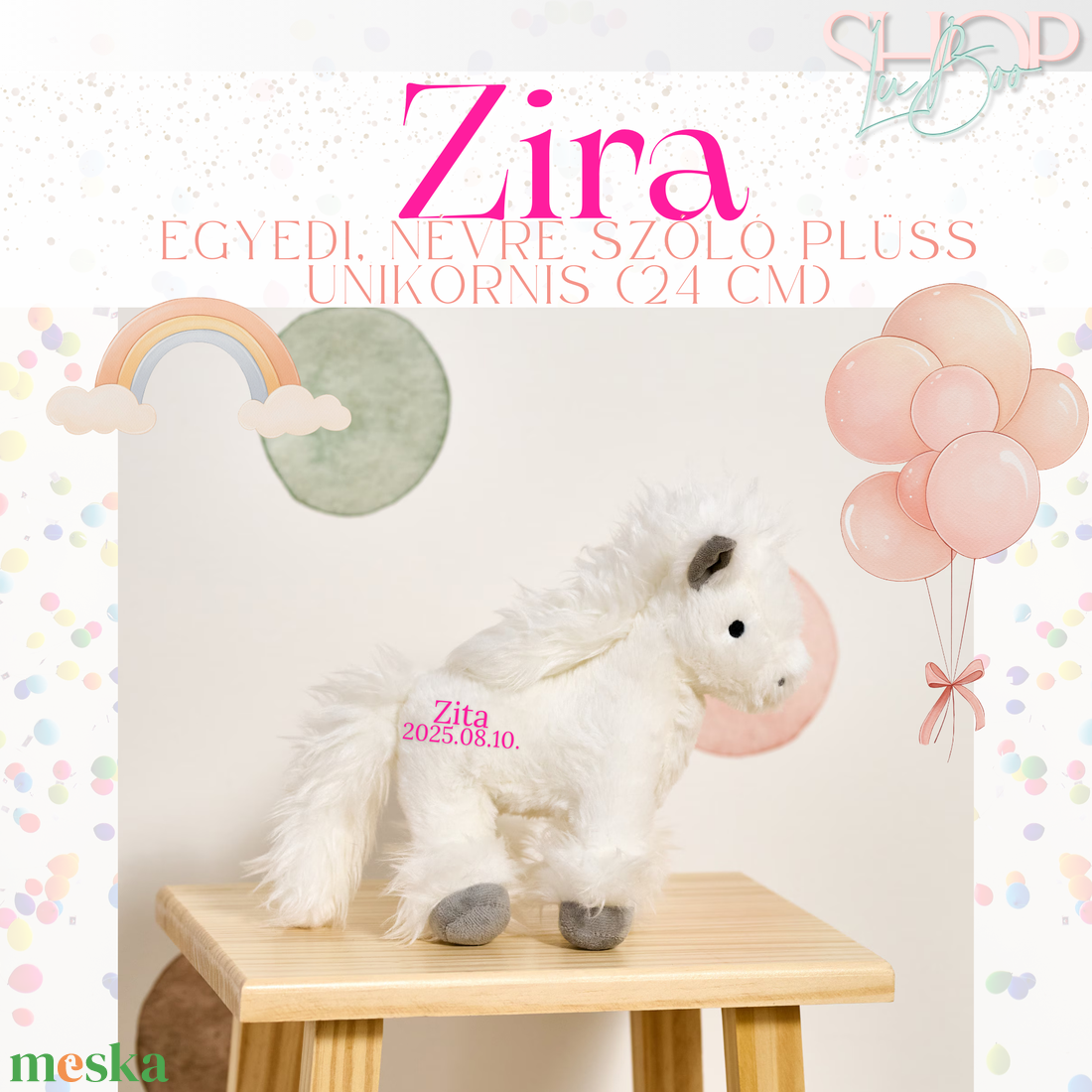 ZiRa - Egyedi, névre szóló plüss paci (24 cm) - játék & sport - plüssállat & játékfigura - unikornis - Meska.hu