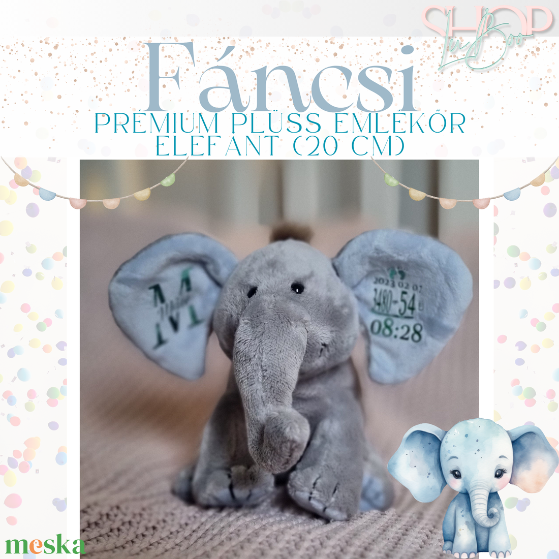 Fáncsi - Prémium plüss emlékőr elefánt (20 cm) - játék & sport - plüssállat & játékfigura - elefánt - Meska.hu