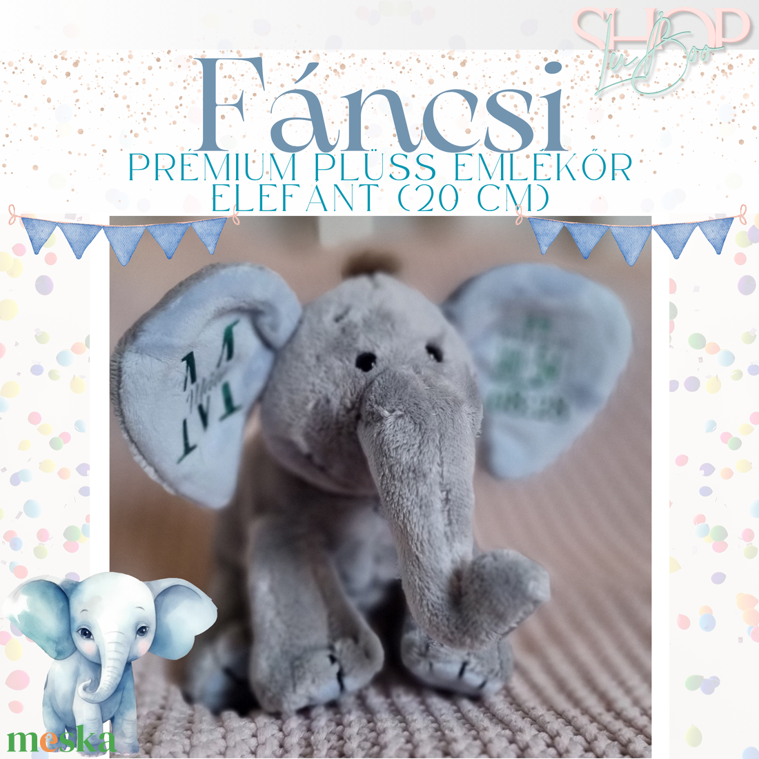 Fáncsi - Prémium plüss emlékőr elefánt (20 cm) - játék & sport - plüssállat & játékfigura - elefánt - Meska.hu