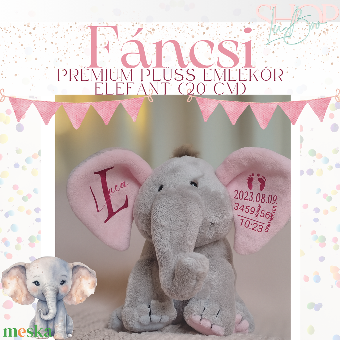 Fáncsi - Prémium plüss emlékőr elefánt (20 cm) - játék & sport - plüssállat & játékfigura - elefánt - Meska.hu