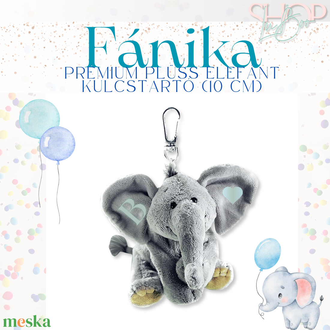 Fánika - Prémium plüss emlékőr elefánt kulcstartó (10 cm) - játék & sport - plüssállat & játékfigura - elefánt - Meska.hu