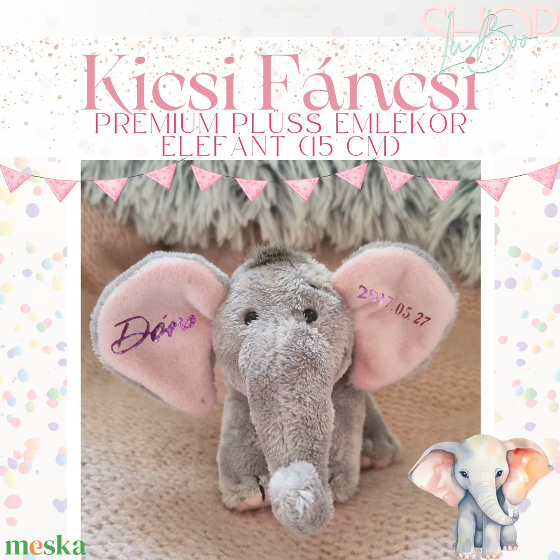 Kicsi Fáncsi - Prémium plüss emlékőr elefánt (15 cm) - játék & sport - plüssállat & játékfigura - elefánt - Meska.hu