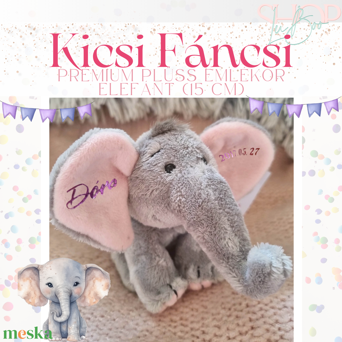 Kicsi Fáncsi - Prémium plüss emlékőr elefánt (15 cm) - játék & sport - plüssállat & játékfigura - elefánt - Meska.hu