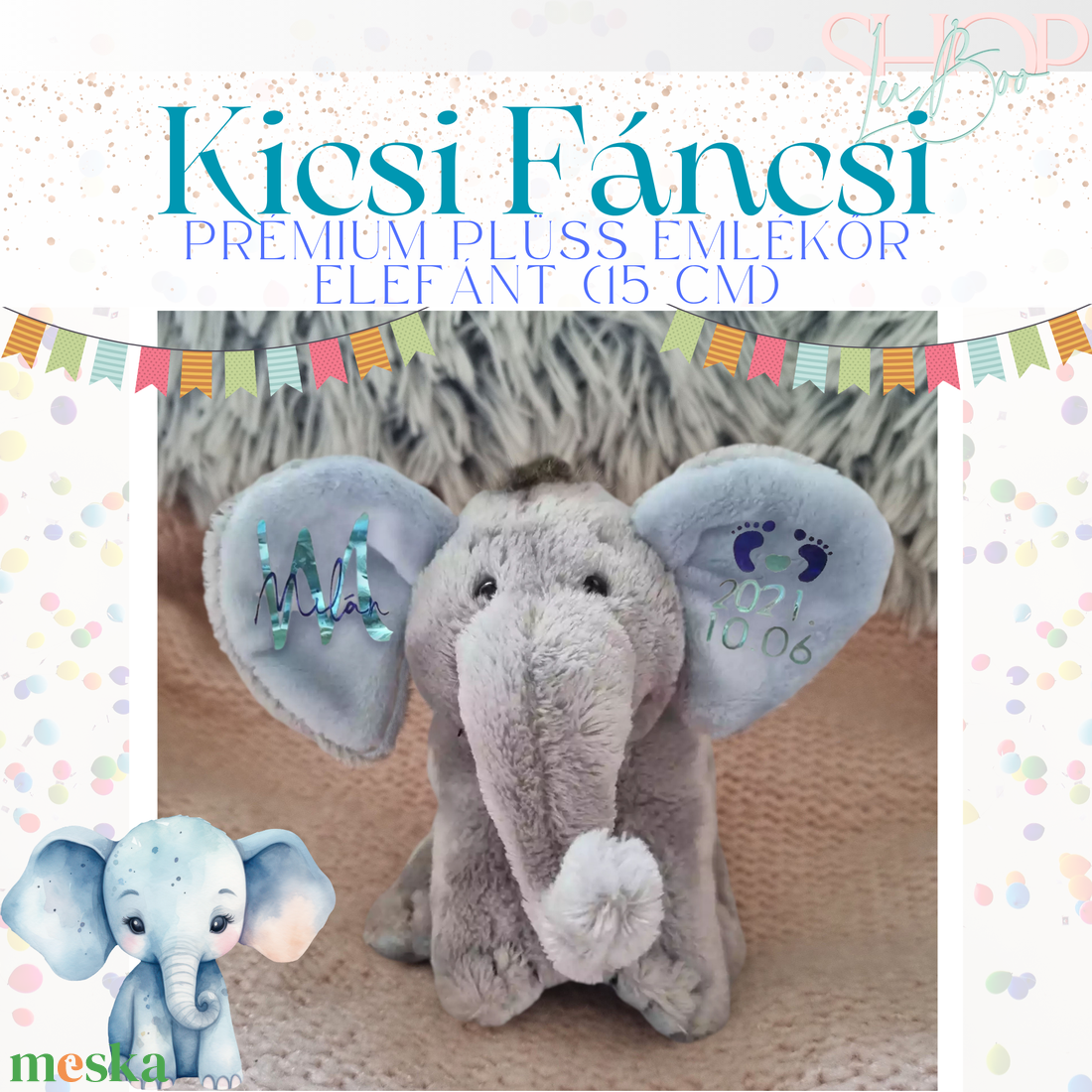 Kicsi Fáncsi - Prémium plüss emlékőr elefánt (15 cm) - játék & sport - plüssállat & játékfigura - elefánt - Meska.hu