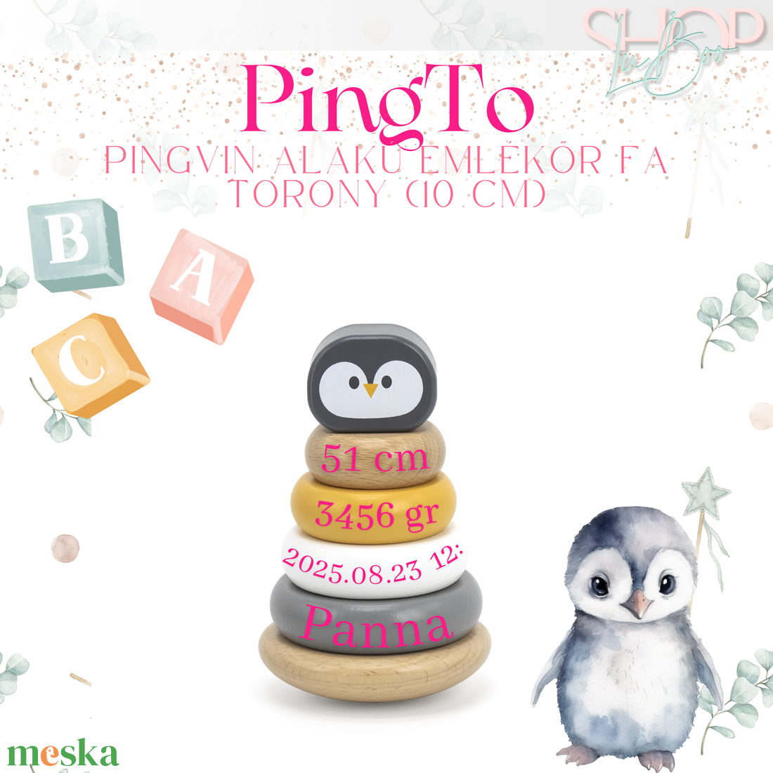 PingTo - Emlékőr fa torony (10 cm) - játék & sport - készségfejlesztő és logikai játék - toronyépítő- és egyensúlyozó játékok - Meska.hu