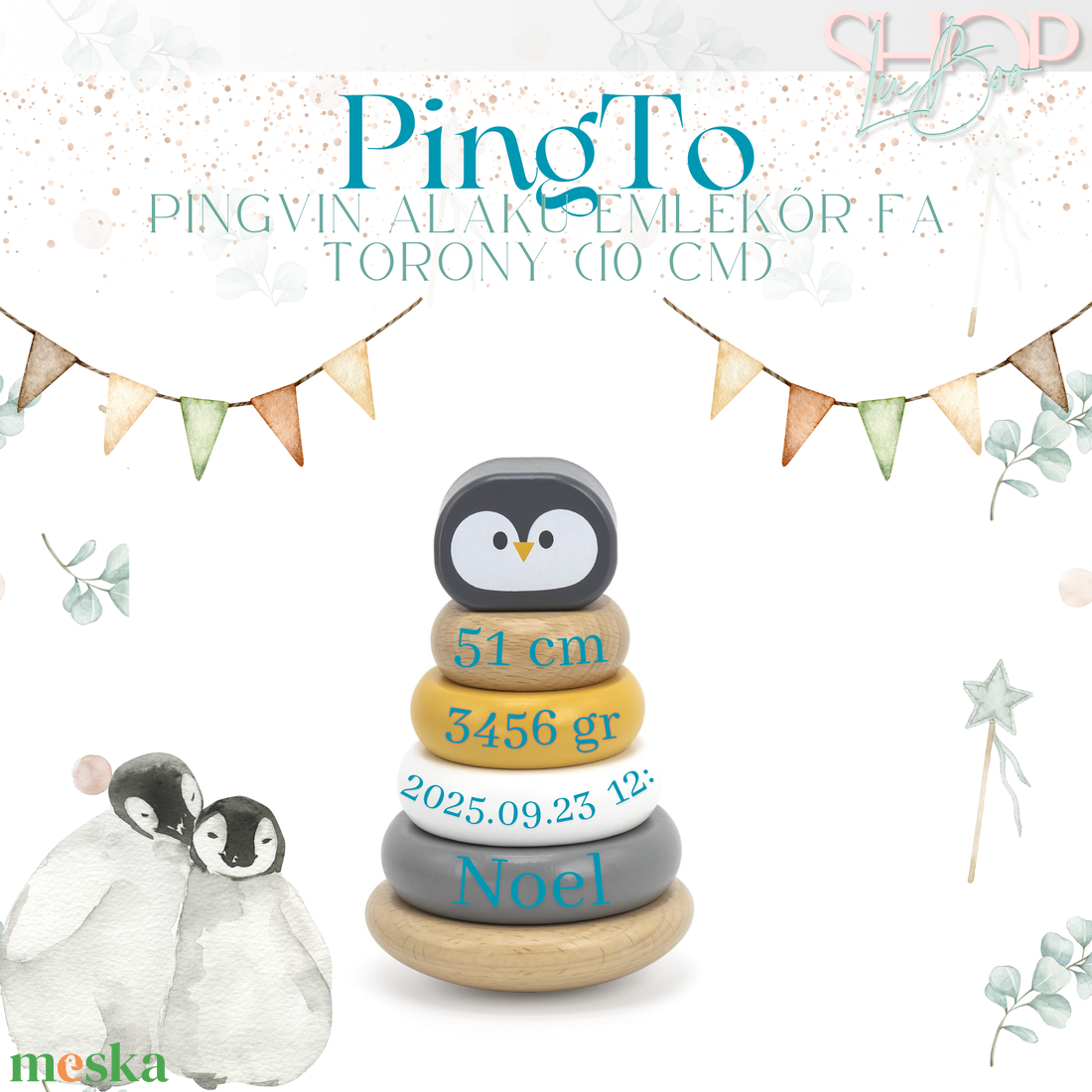 PingTo - Emlékőr fa torony (10 cm) - játék & sport - készségfejlesztő és logikai játék - toronyépítő- és egyensúlyozó játékok - Meska.hu