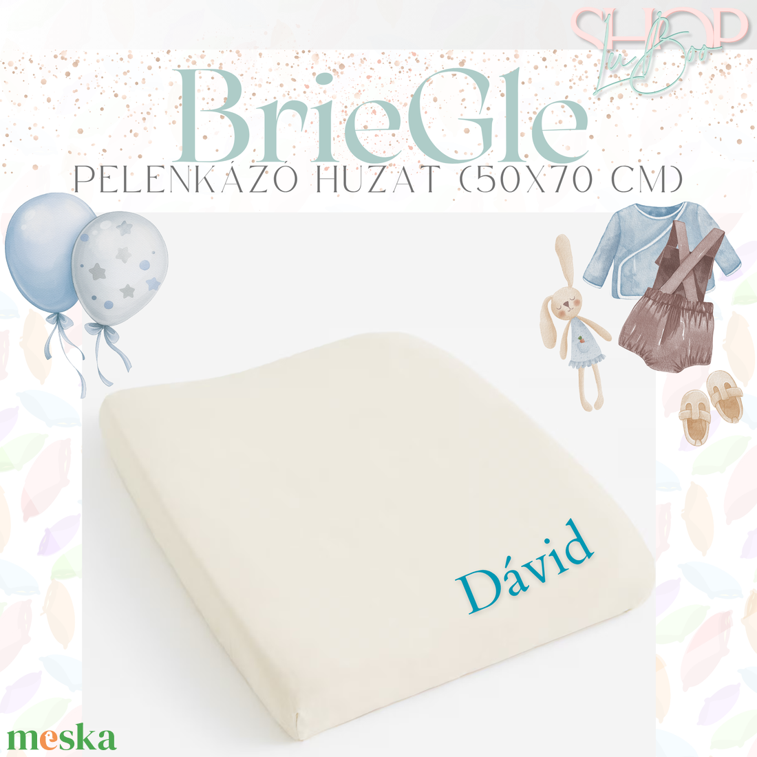 BrieGle - Névre szóló pelenkázó huzat (50x70 cm) - szépségápolás - pelenka & babaápolás - pelenkázó alátét - Meska.hu