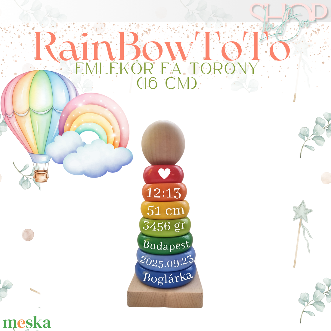 RainBow ToTo - Emlékőr fa torony (16 cm) - játék & sport - készségfejlesztő és logikai játék - toronyépítő- és egyensúlyozó játékok - Meska.hu