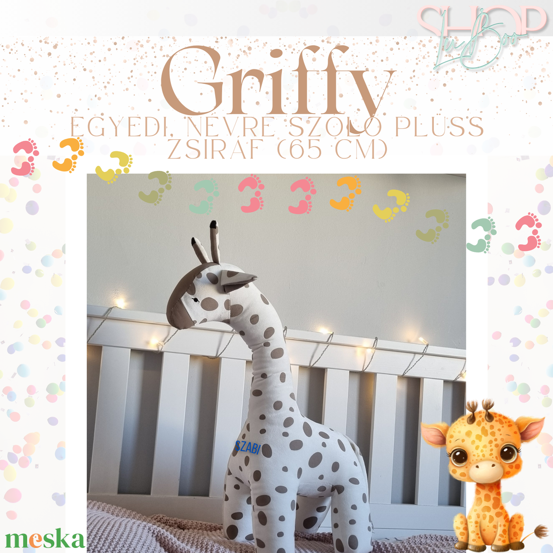 Griffy - Óriás emlékőr plüss zsiráf (65 cm) - játék & sport - plüssállat & játékfigura - zsiráf - Meska.hu