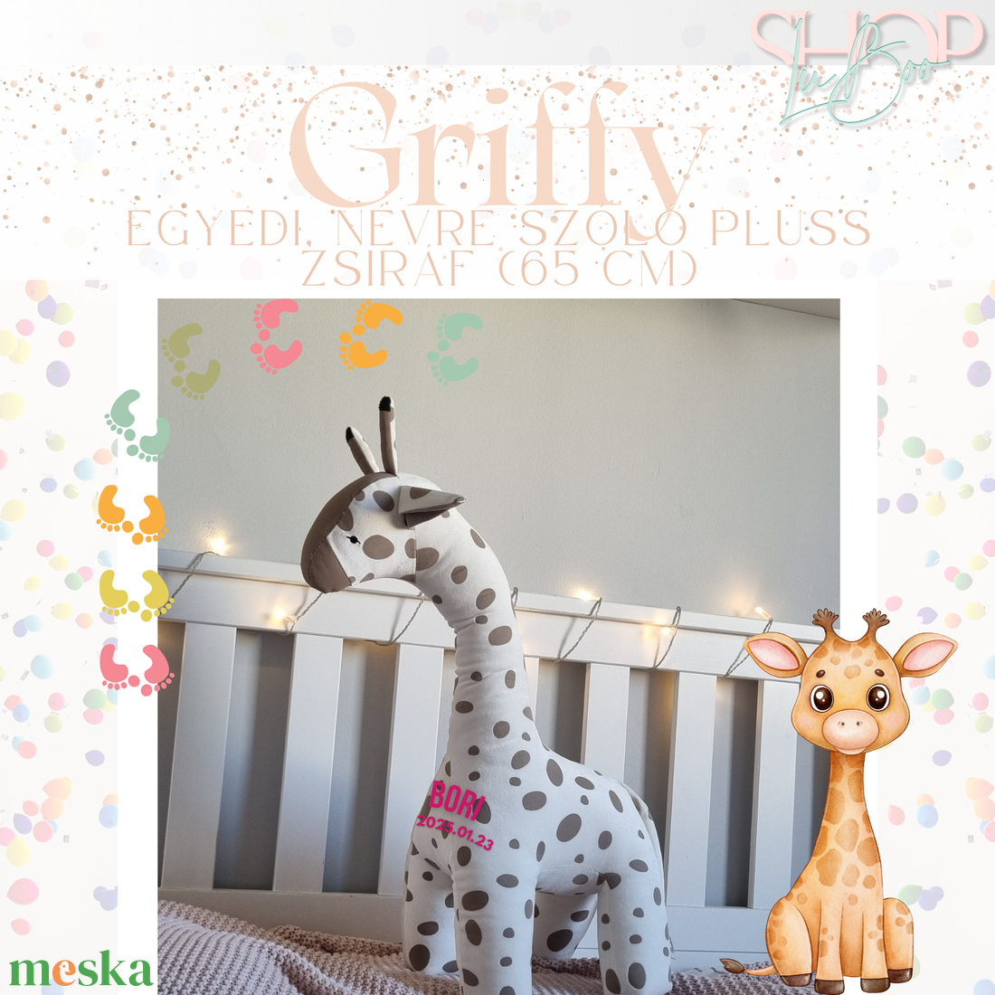 Griffy - Óriás emlékőr plüss zsiráf (65 cm) - játék & sport - plüssállat & játékfigura - zsiráf - Meska.hu