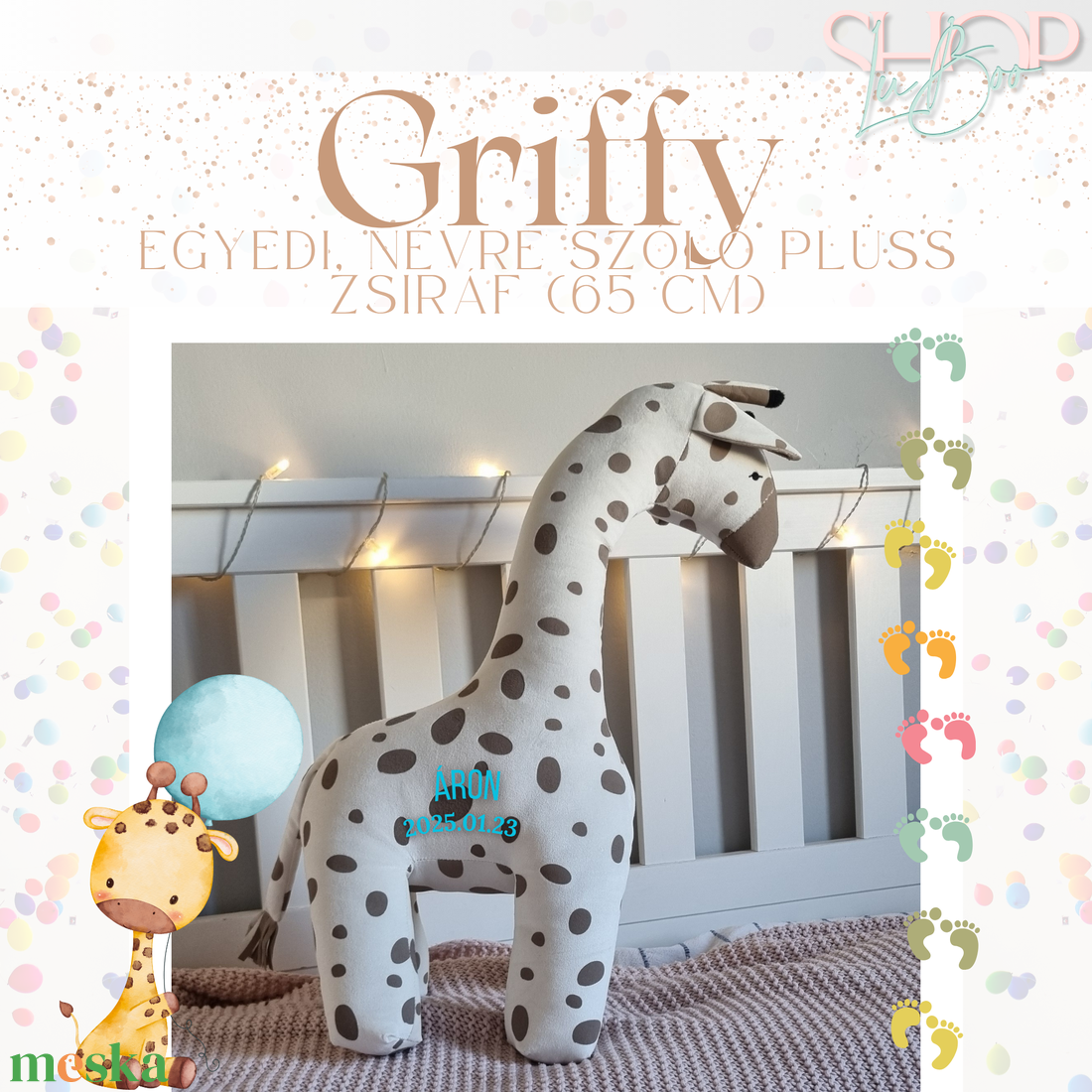 Griffy - Óriás emlékőr plüss zsiráf (65 cm) - játék & sport - plüssállat & játékfigura - zsiráf - Meska.hu