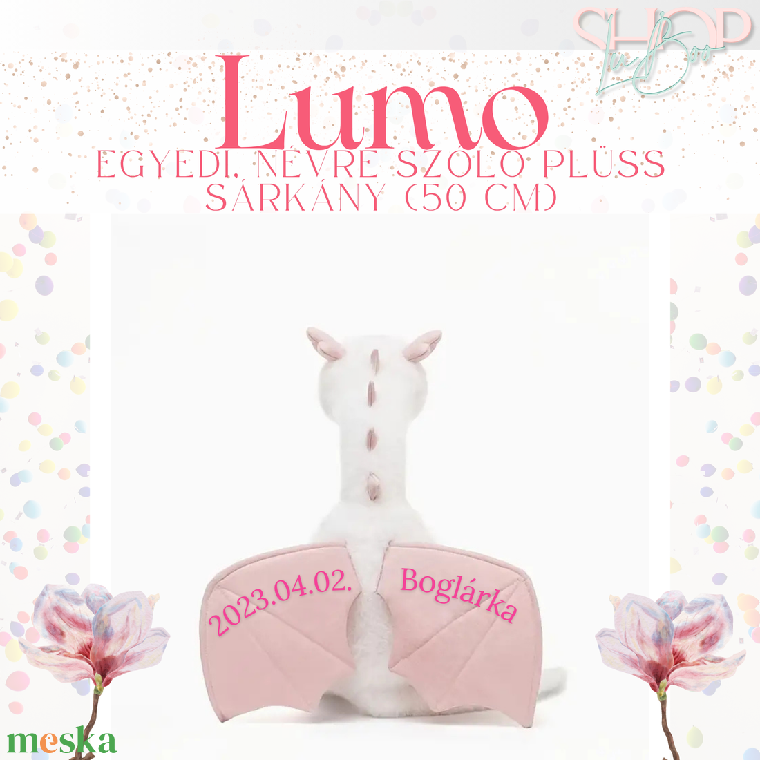 Lumo - Egyedi, névre szóló plüss sárkány (50 cm) - játék & sport - plüssállat & játékfigura - plüss sárkány - Meska.hu