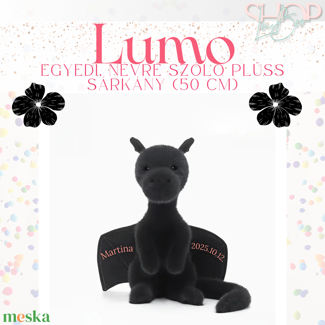 Lumo - Egyedi, névre szóló plüss sárkány (50 cm) - játék & sport - plüssállat & játékfigura - plüss sárkány - Meska.hu