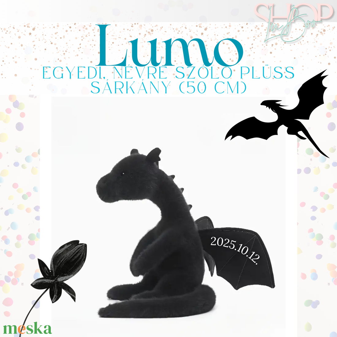 Lumo - Egyedi, névre szóló plüss sárkány (50 cm) - játék & sport - plüssállat & játékfigura - plüss sárkány - Meska.hu