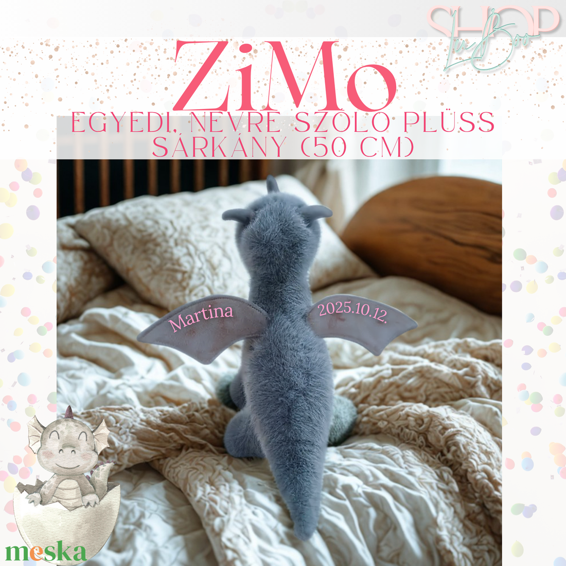 ZiMo - Egyedi, névre szóló plüss sárkány (50 cm) - játék & sport - plüssállat & játékfigura - plüss sárkány - Meska.hu