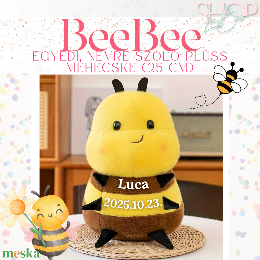 BeeBee - Egyedi, névre szóló plüss méhecske (25 cm) - játék & sport - plüssállat & játékfigura - más figura - Meska.hu