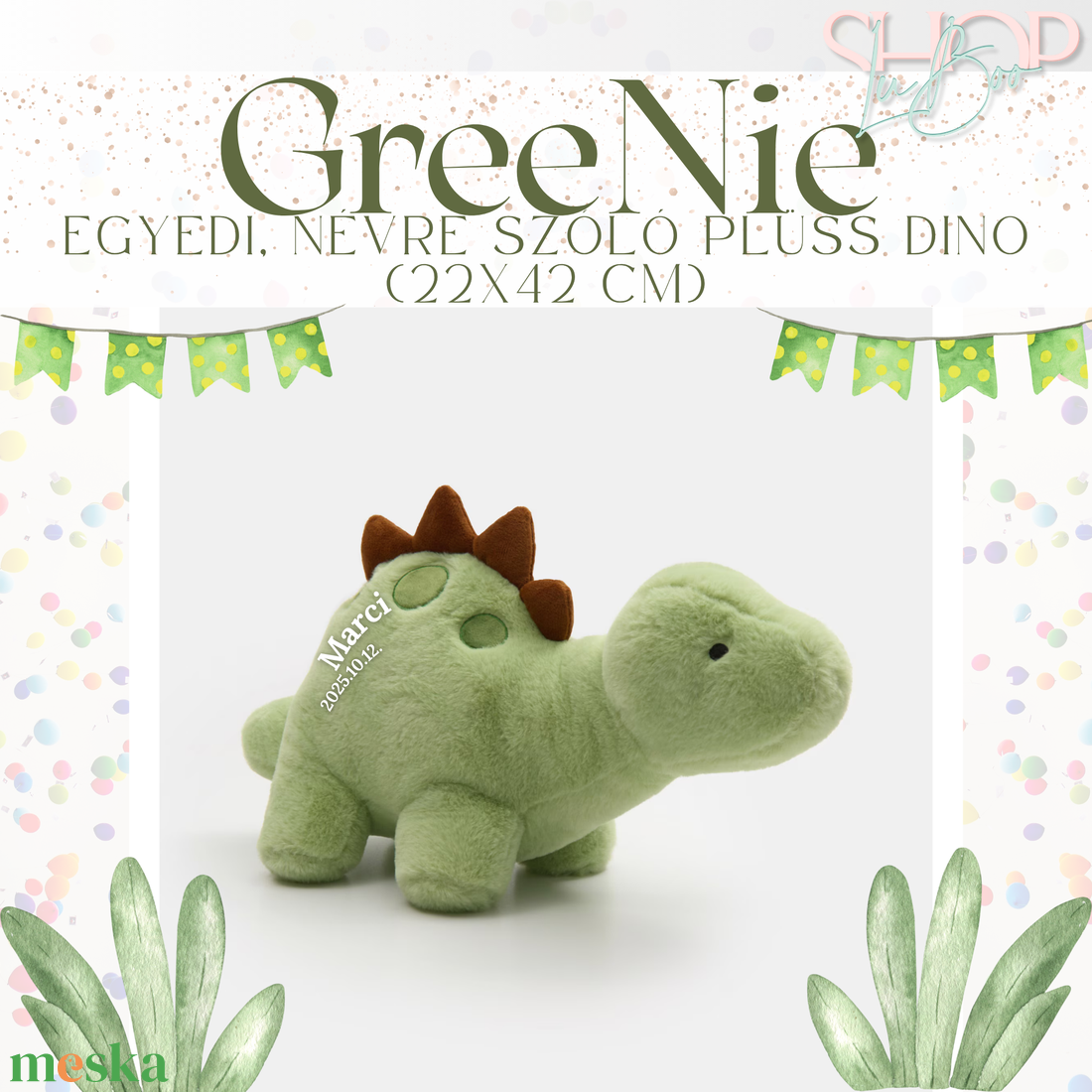 GreeNie - Egyedi, névre szóló plüss dino (22x42 cm) - játék & sport - plüssállat & játékfigura - plüss dínók - Meska.hu
