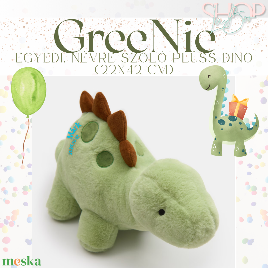 GreeNie - Egyedi, névre szóló plüss dino (22x42 cm) - játék & sport - plüssállat & játékfigura - plüss dínók - Meska.hu