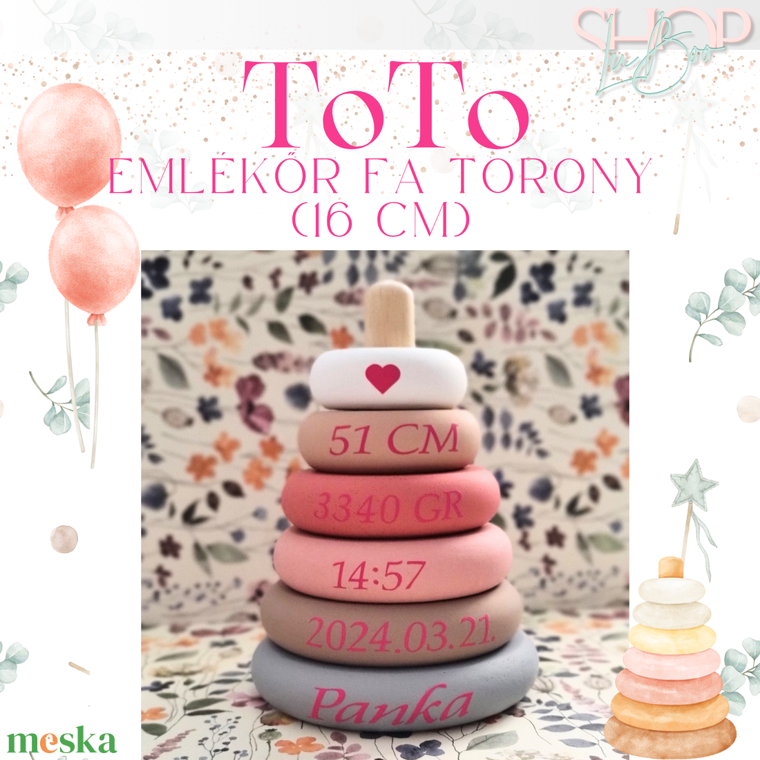 ToTo - Emlékőr fa torony - játék & sport - készségfejlesztő és logikai játék - toronyépítő- és egyensúlyozó játékok - Meska.hu