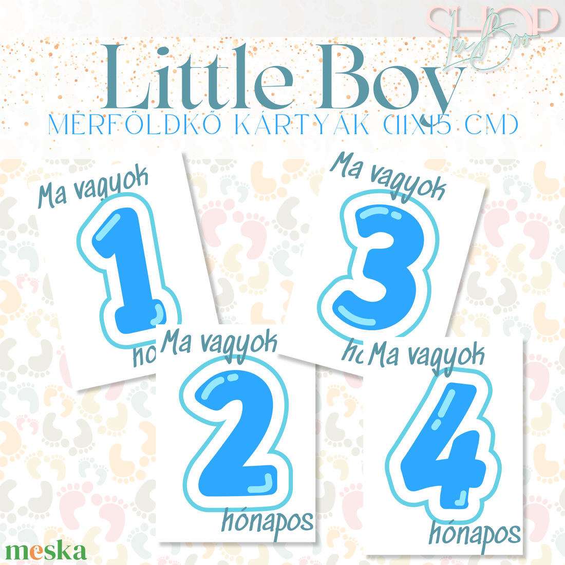 Mérföldkő kártyák- Little Boy (11x15cm) - ruha & divat - babaruha & gyerekruha - babafotózási ruha és kellék - Meska.hu