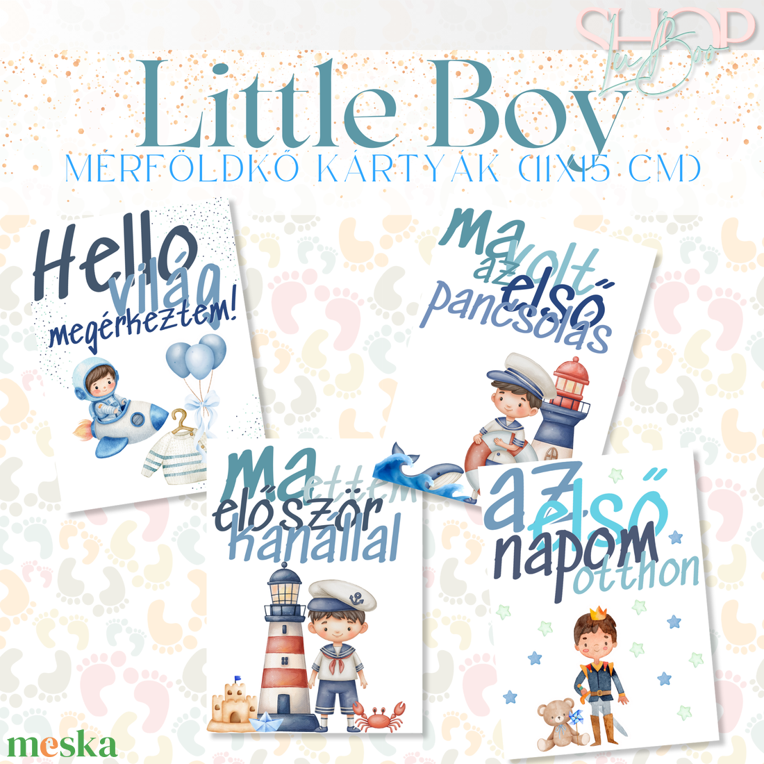 Mérföldkő kártyák- Little Boy (11x15cm) - ruha & divat - babaruha & gyerekruha - babafotózási ruha és kellék - Meska.hu