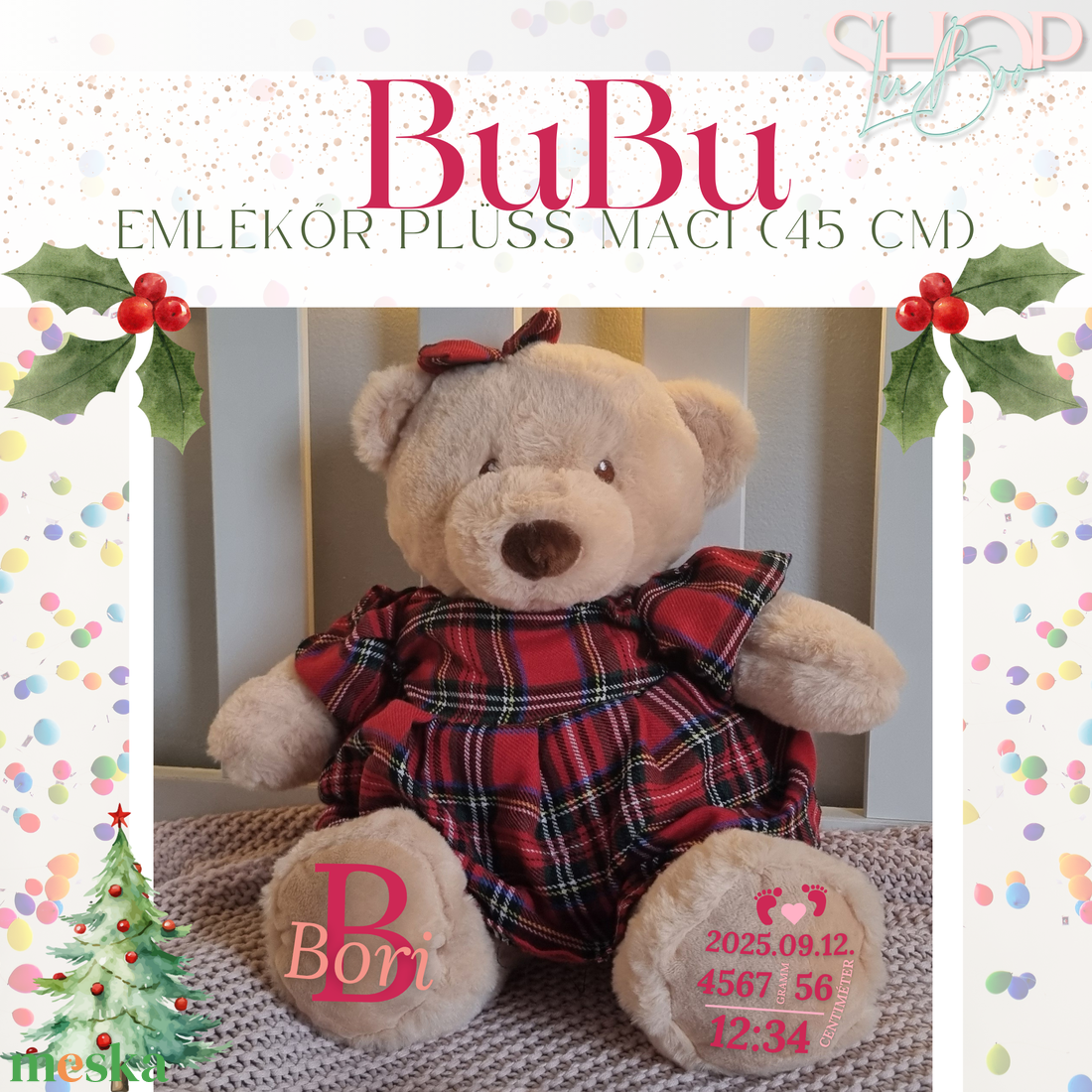 Bubu - Karácsonyi emlékőr plüss maci (45 cm) - játék & sport - plüssállat & játékfigura - maci - Meska.hu