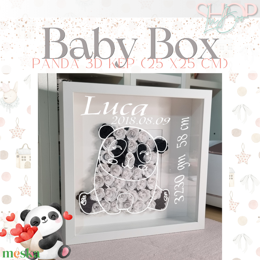 Baby Box - Panda 3D kép (25 x25 cm) - otthon & életmód - dekoráció - kép & falikép - 3d képek - Meska.hu