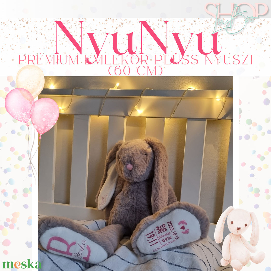 NyuNyu - Óriás prémium plüss emlékőr nyuszi (60 cm) - játék & sport - plüssállat & játékfigura - nyuszi - Meska.hu
