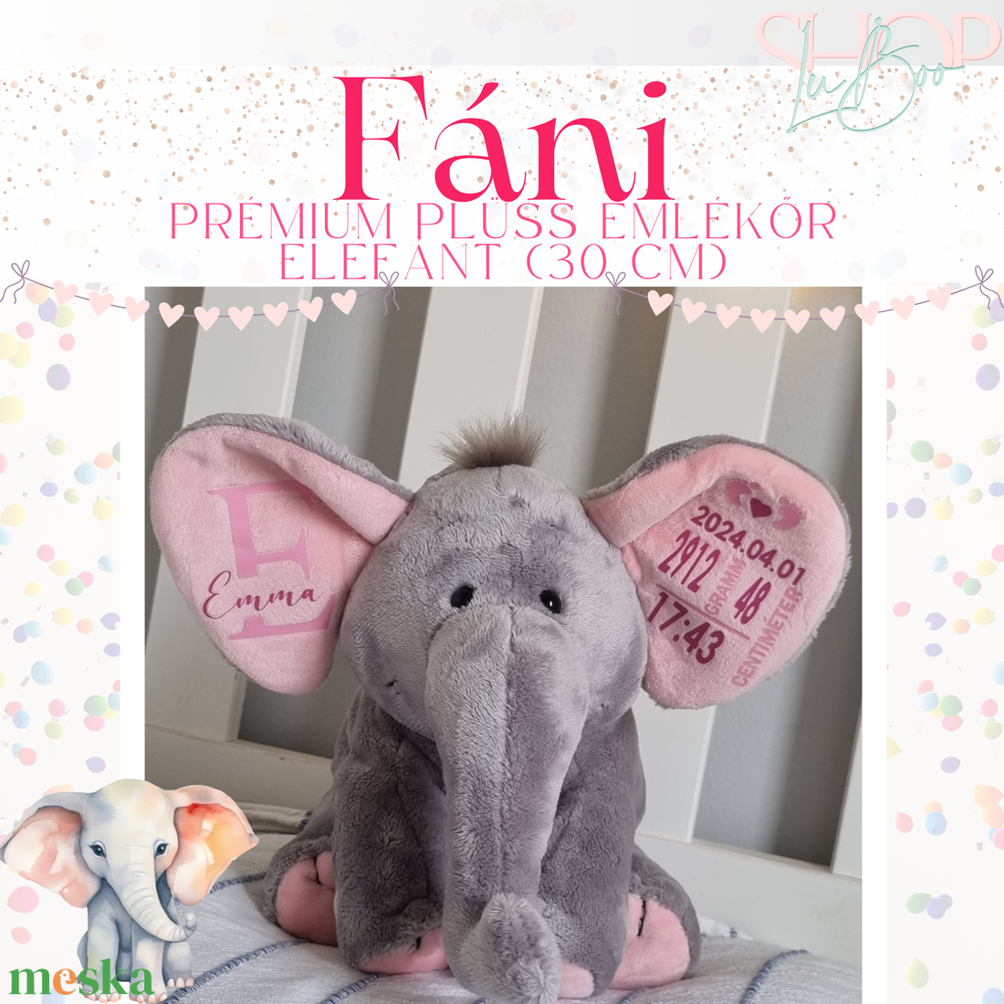 Fáni - Prémium plüss emlékőr elefánt (30 cm) - játék & sport - plüssállat & játékfigura - elefánt - Meska.hu