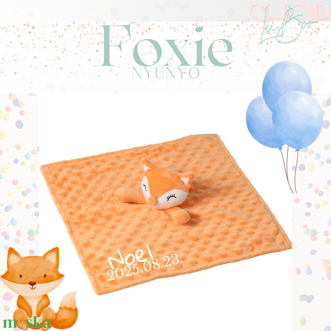 Foxie névre szóló róka nyúnyó (35 cm) - játék & sport - plüssállat & játékfigura - róka - Meska.hu