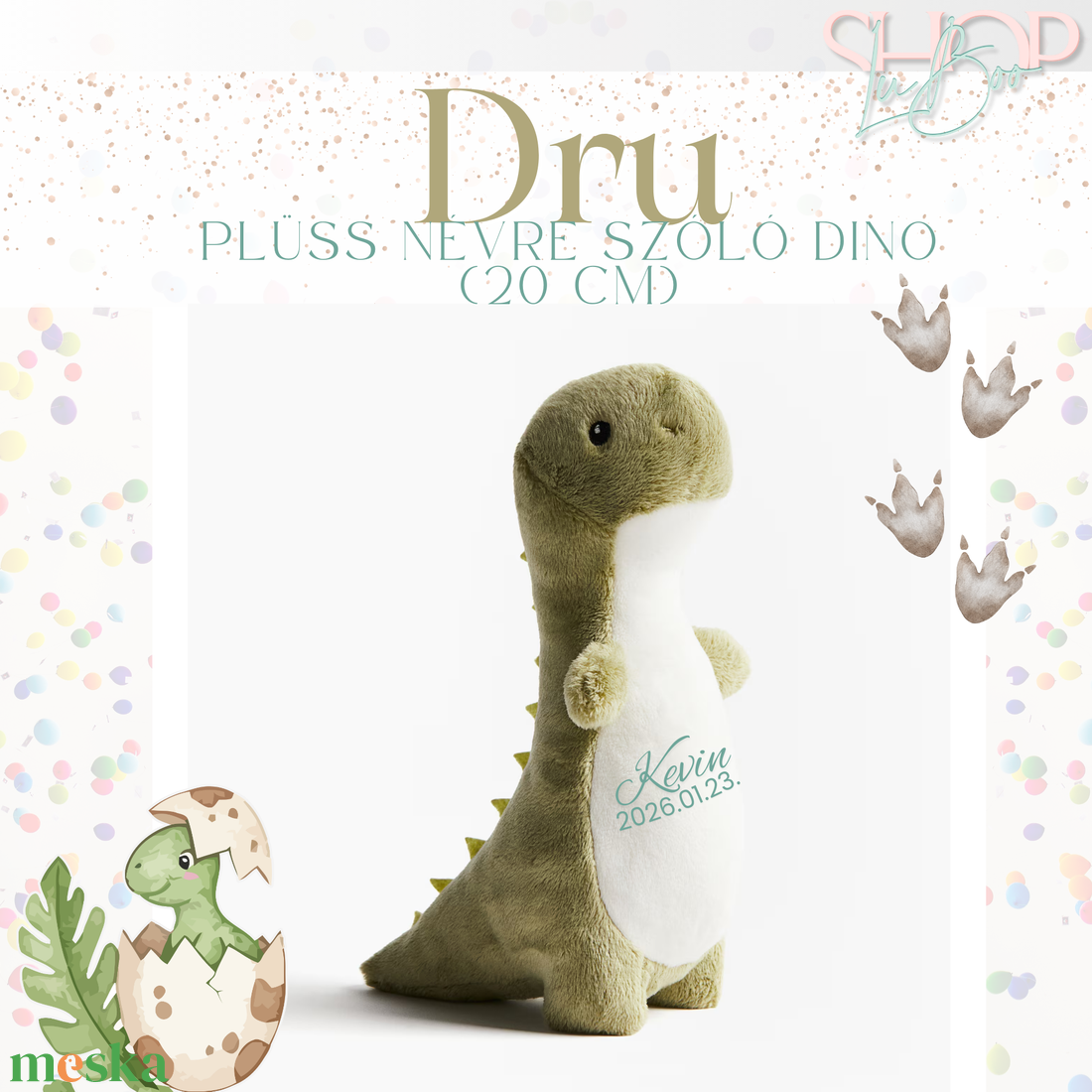Dru - Névre szóló plüss dinoszaurusz (20 cm) - játék & sport - plüssállat & játékfigura - plüss dínók - Meska.hu