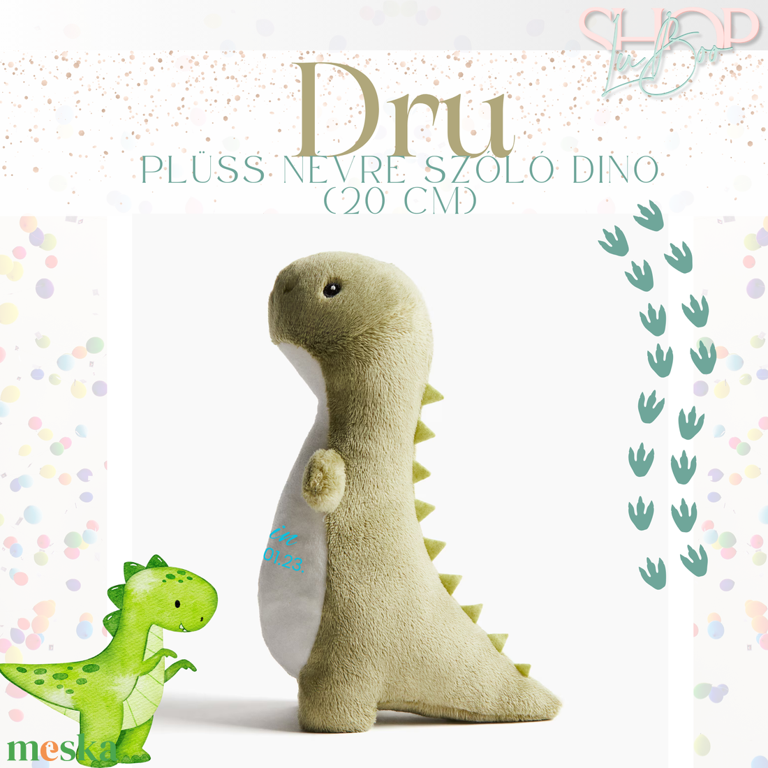 Dru - Névre szóló plüss dinoszaurusz (20 cm) - játék & sport - plüssállat & játékfigura - plüss dínók - Meska.hu