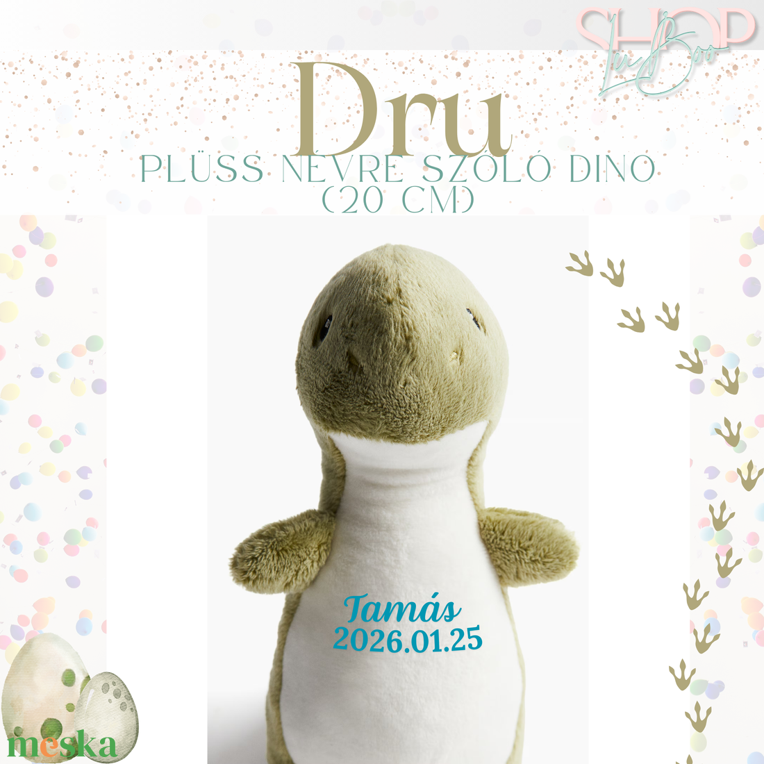 Dru - Névre szóló plüss dinoszaurusz (20 cm) - játék & sport - plüssállat & játékfigura - plüss dínók - Meska.hu