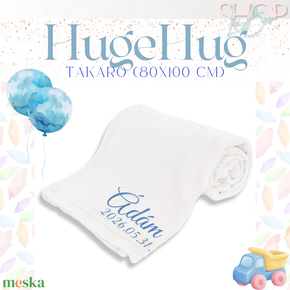 HugeHug - Névre szóló takaró (80x100 cm) - baba - mama - babaágyneműk - babatakaró, gyerek pléd - Meska.hu