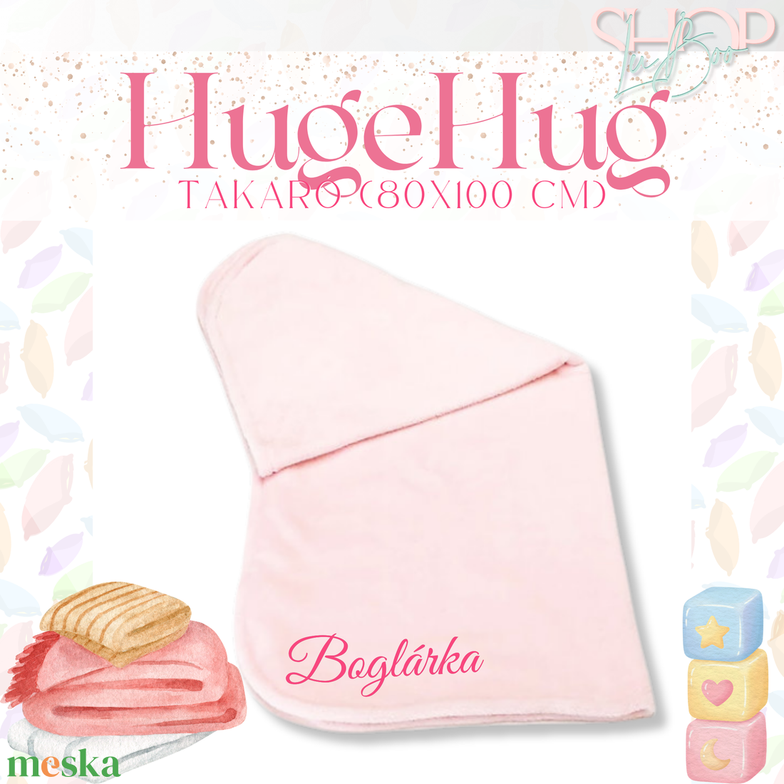 HugeHug - Névre szóló takaró (80x100 cm) - baba - mama - babaágyneműk - babatakaró, gyerek pléd - Meska.hu