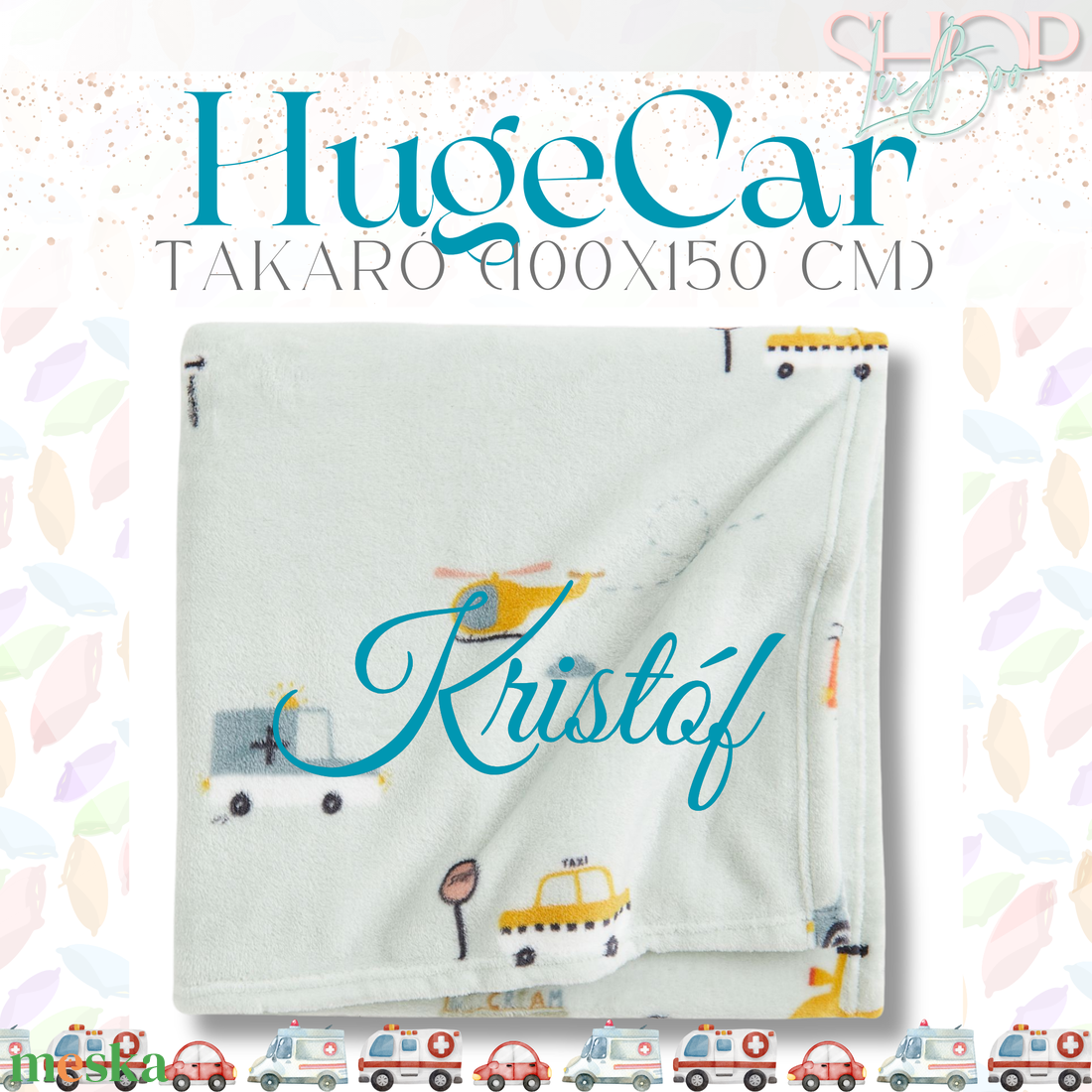 HugeCar - Névre szóló takaró (100x150 cm) - baba - mama - babaágyneműk - babatakaró, gyerek pléd - Meska.hu