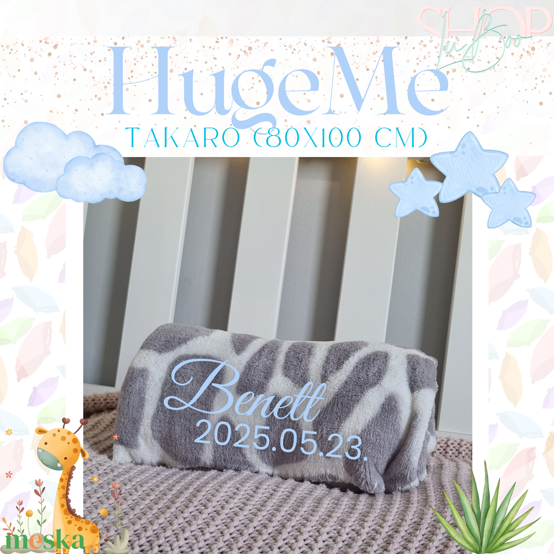 HugeMe - Névre szóló takaró (80x100 cm) - baba - mama - babaágyneműk - babatakaró, gyerek pléd - Meska.hu