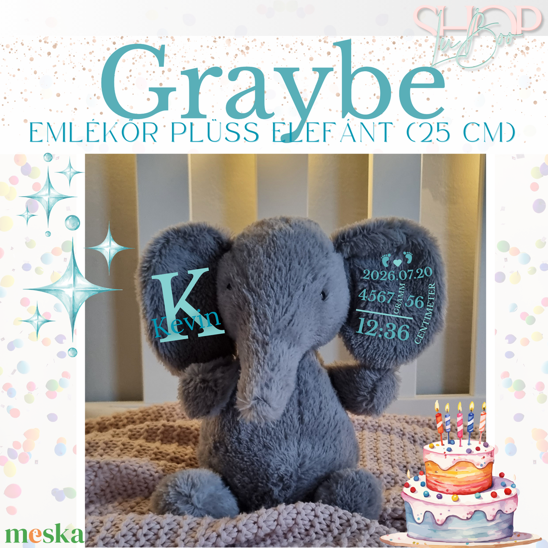 Graybe - Emlékőr plüss elefánt (25 cm) - játék & sport - plüssállat & játékfigura - elefánt - Meska.hu