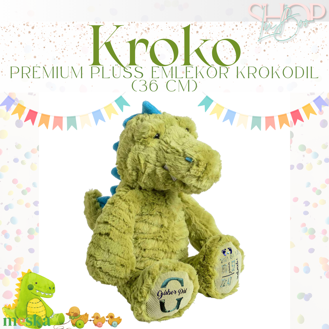 Kroko - Prémium plüss emlékőr krokodil (36 cm) - játék & sport - plüssállat & játékfigura - más figura - Meska.hu