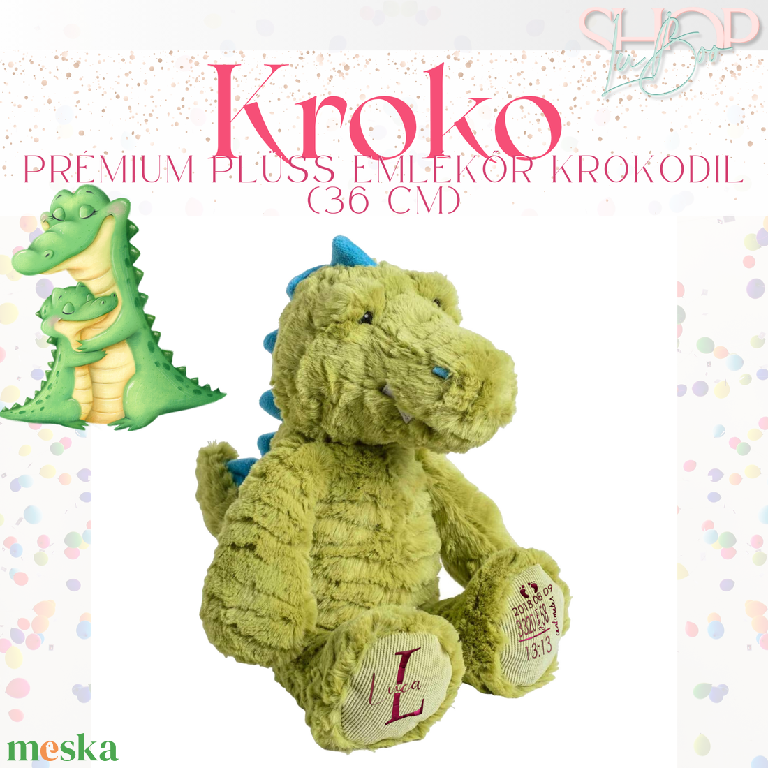 Kroko - Prémium plüss emlékőr krokodil (36 cm) - játék & sport - plüssállat & játékfigura - más figura - Meska.hu
