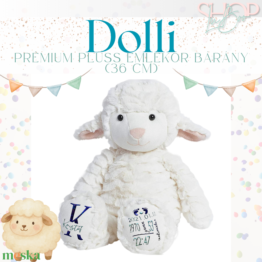 Dolli - Prémium plüss emlékőr bárány (36 cm) - játék & sport - plüssállat & játékfigura - plüss bárány - Meska.hu