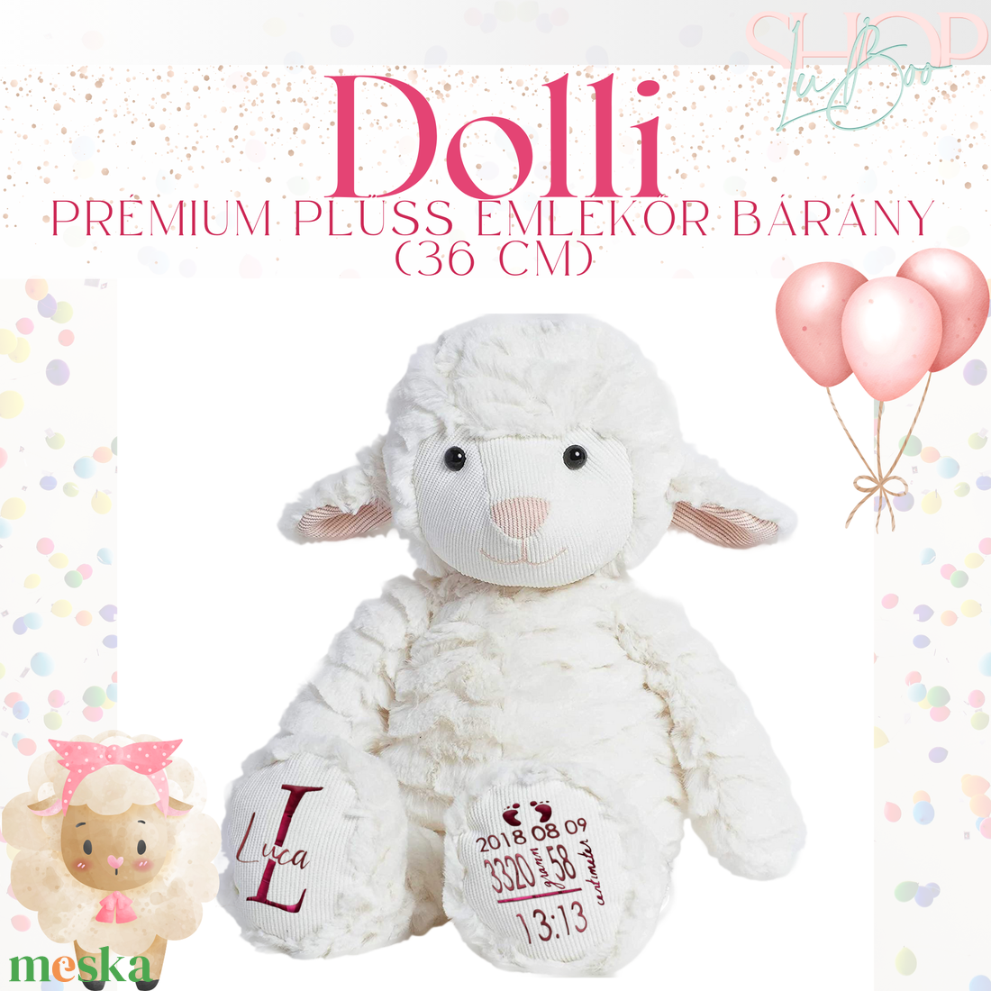 Dolli - Prémium plüss emlékőr bárány (36 cm) - játék & sport - plüssállat & játékfigura - plüss bárány - Meska.hu