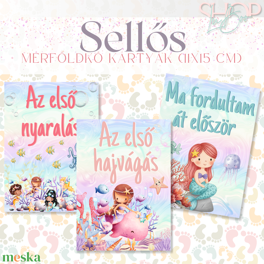 Mérföldkő kártyák - Sellős (11x15 cm) - baba - mama - babafotózás - baba mérföldkő kártyák - Meska.hu