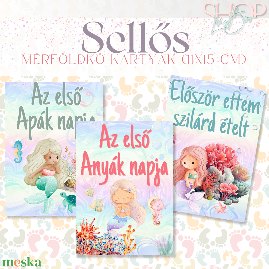 Mérföldkő kártyák - Sellős (11x15 cm) - baba - mama - babafotózás - baba mérföldkő kártyák - Meska.hu