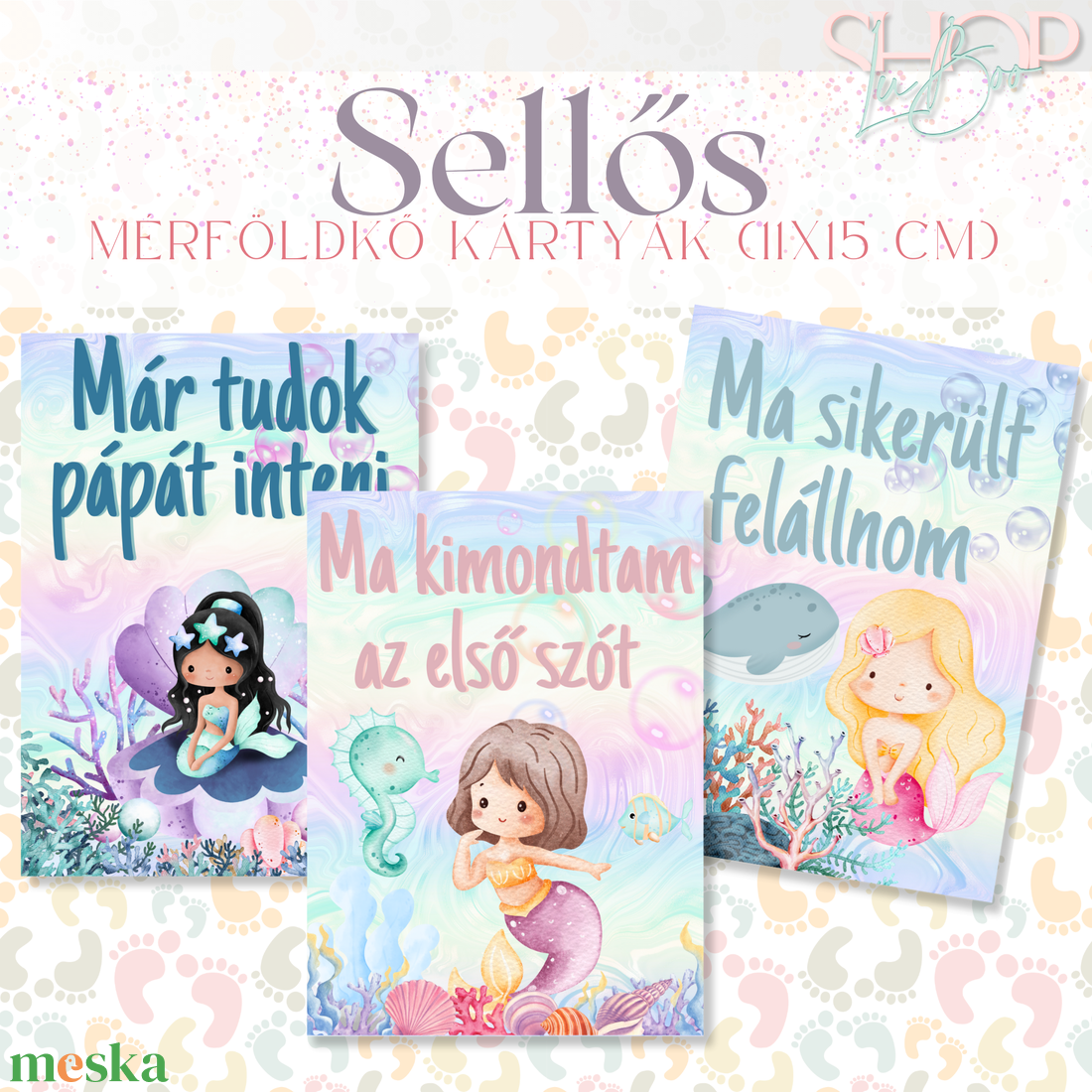 Mérföldkő kártyák - Sellős (11x15 cm) - baba - mama - babafotózás - baba mérföldkő kártyák - Meska.hu