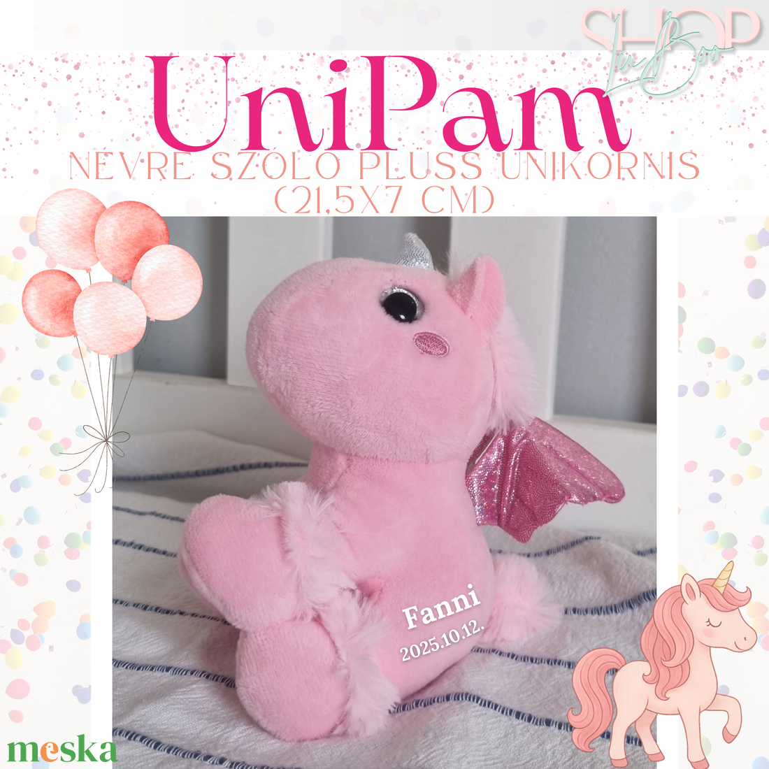 UniPam - Névre szóló plüss unikornis kulcstartó (21,5x7 cm) - játék & sport - plüssállat & játékfigura - unikornis - Meska.hu