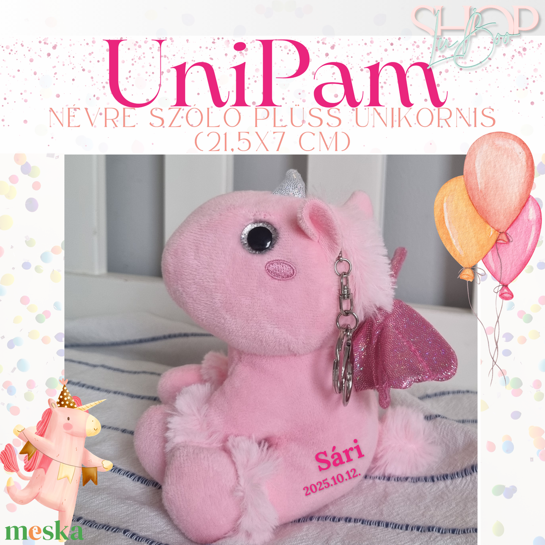 UniPam - Névre szóló plüss unikornis kulcstartó (21,5x7 cm) - játék & sport - plüssállat & játékfigura - unikornis - Meska.hu