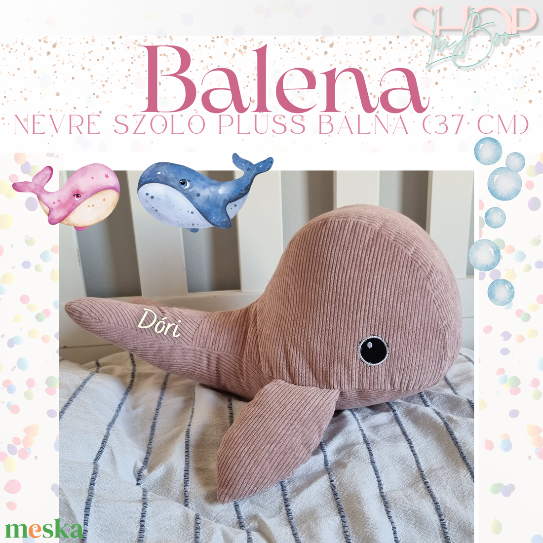Balena - Névre szóló plüss bálna (37 cm) - játék & sport - plüssállat & játékfigura - delfin, bálna - Meska.hu