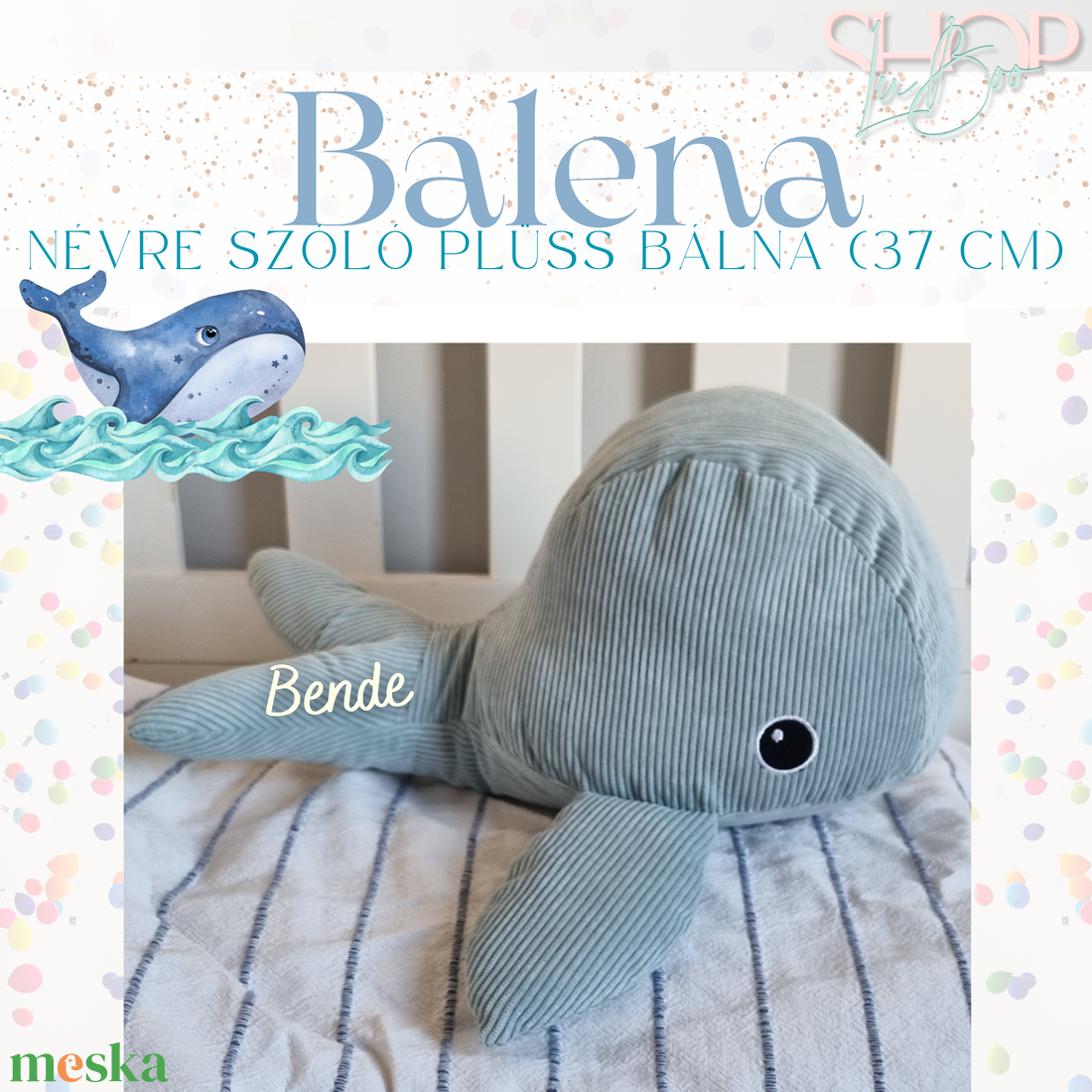 Balena - Névre szóló plüss bálna (37 cm) - játék & sport - plüssállat & játékfigura - delfin, bálna - Meska.hu